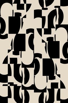 an abstract black and white pattern with rounded shapes