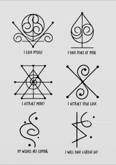 Tato Phoenix, Meaningful Symbol Tattoos, Tatoo Dog, Symbols And Their Meanings, Kartu Tarot, Witch Stickers, Magick Symbols, Sigil Tattoo, Rune Tattoo