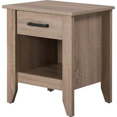 a wooden night stand with one drawer open