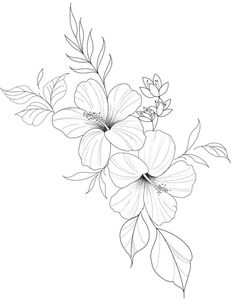 a line drawing of flowers on a white background