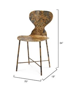 a wooden chair with measurements for the seat and backrests to be used as a stool