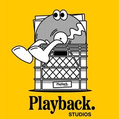 the logo for playback studios with an image of a cartoon character in front of it