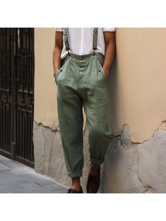 Men Linen Pants, Men's Holiday Linen Casual Suspenders Wide Leg Bottoms With Suspenders For Summer, Summer Wide Leg Bottoms With Suspenders, High Waist Cotton Bottoms With Suspenders, Men Linen Pants, Mens Linen Pants, Mens Holiday, Linen Casual, Linen Pants, Mens Trousers