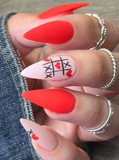 Valentine Nail Set, Valentines Heart Nails, Love Sonnets, Nails Short Square, Valentine Nail, Press On Nails Short, February Nails, Nail Designs Valentines, Pretty Nail Art Designs