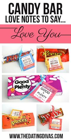 candy bar love notes to say i love you with pictures and text on the front