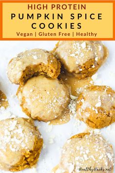 vegan gluten free pumpkin spice cookies on a white plate with text overlay