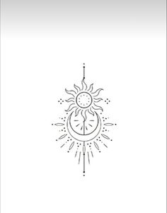 a drawing of the sun and moon on a white paper with black lines in it