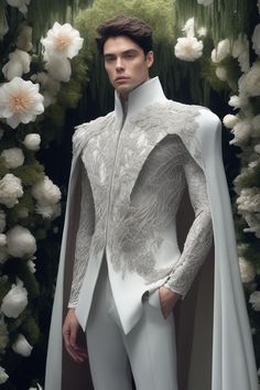 Joseph Stanek - Playground Men Cape Fashion, Men In A Suit, All White Mens Outfit, Suit With Cape, Wedding Suit Ideas, Men Date Night Outfit, Tailored Fashion, Mens Wedding Attire