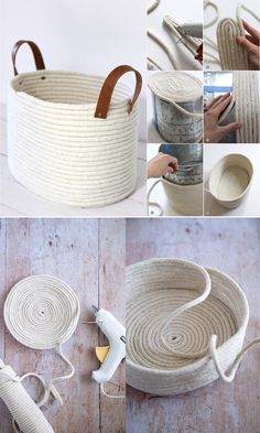 how to make a basket with rope and leather handles - step by step instructions for making it