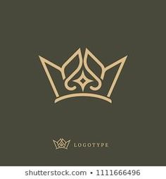 a gold crown on a black background with the words logotype written in white letters