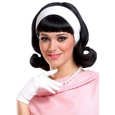 Authentic Costumes, Curly Color, White Headband, Black Wig, Penteado Cabelo Curto, Headband Wigs, Costume Wigs