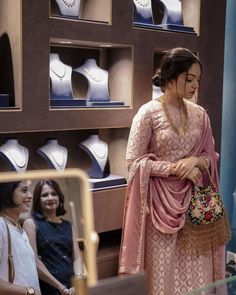 Ahaana Krishna Outfits, Brocade Suits Indian, Pink Attire, Brocade Suits