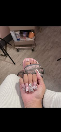 French Tip Acrylic Nails Duck, Pink Duck Nails French Tip, Tapered Duck Nails Long, Long Duckies Nails, French Tip Duck Nails, Duckies Nails, Duck Tip Acrylic Nails Y2k, Long French Tip, Car Snap