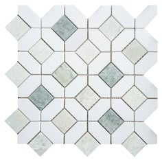 a white and grey mosaic tile pattern