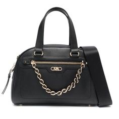 Michael Kors Ladies Satchel. SKU: 30F3G6WS1L001. Color: Black. Size: W 9.8 x H 7.1" x D 3.9". Michael Kors Small Williamsburg Leather Satchel. Crafted from leather. featuring a top zip fastening, adjustable detachable shoulder strap with leather and chain-link detailing, two flat top handles, main compartment, internal zip-fastening pocket and gold-tone hardware. Black Satchel, Versace Watch, Cheap Gifts, Denim Shoes, Fragrance Gift Set, Crossbody Messenger Bag, Small Handbags, Michael Kors Black, Leather Satchel