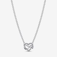 Celebrate your love to infinity and beyond with the Sparkling Infinity Heart Collier Necklace. Featuring a fixed infinity symbol and heart pendant, this piece symbolises the power of unbreakable bonds and serves as a reminder of the love you share with those that matter most to you. The openwork heart features stones along the edge of the motif and an asymmetrical infinity symbol entwining around the heart, and is adjustable to three different lengths. Wear it to show your appreciation for a lov Heart Infinity Necklace, Random Wishlist, Xoxo Jewelry, Christmas Lists, Xmas Wishlist, Pandora Heart, Pandora Necklace, Charms Pandora, Bracelet Pandora