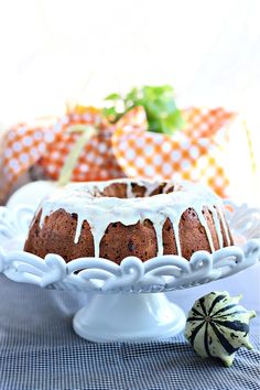 a bundt cake sitting on top of a white plate