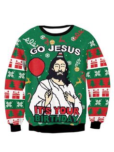 Men Funny Christmas Go Jesus It S Your Birthday Sweatshirt Shipping from the US. Easy 30 day return policy, 100% cotton, Double-needle neck, sleeves and hem; Roomy Unisex Fit. Jesus Sweater, Xmas Couple, Tacky Christmas Sweater, Mens Ugly Christmas Sweater, Jesus Birthday, Ugly Xmas Sweater, Birthday Sweatshirt, Tacky Christmas, Happy Birthday Jesus