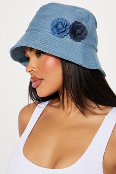 Available In Medium Wash. Bucket Hat Floral Detail Imported California Proposition 65 WARNING: Cancer and Reproductive Harm - www.P65Warnings.ca.gov. | Love Garden Bucket Hat in Medium Wash by Fashion Nova Love Garden, Accessories Fashion, Fashion Nova, Bucket Hat, Accessories Hats, California, Hats, Floral