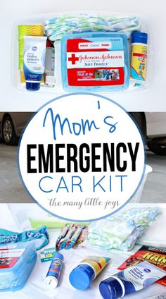 mom's emergency car kit with the title overlay