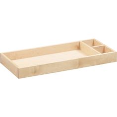 a wooden tray with two compartments on it