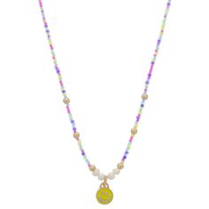 Dainty beaded necklace with an adorable enamel happy face charm. Picture is enlarged to show detail. Charm is .35" We ship across the US! Face Necklace, Happy Face, Beaded Necklace