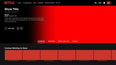 the screen shot of netflix's show title page, which is red and black