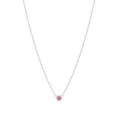 Elevate love and compassion with our Pink Tourmaline Solitaire Birthstone Necklace. This delicate gem promotes emotional healing and empathy. Wear it to spread kindness and connection. The perfect gift for anyone born in October.  Gemstone: Natural Pink Tourmaline Month: October Please note, natural gemstones may vary in color.  RECYCLED STERLING SILVER  We use certified 925 sterling silver, composed of 92. 5% pure silver and 7. 5% other metals. The incorporation of these metals enhances durabil Feminine Pink Sterling Silver Necklaces, Elegant Pink Birthstone Necklace, Pink Gemstone Birthstone Necklace For Anniversary, Pink Diamond Dainty Necklace, Elegant Pink Birthstone Jewelry, Dainty Pink Diamond Necklace, Pink Birthstone Necklace In Sterling Silver, Pink Birthstone Round Necklace, Pink Sapphire Necklaces For Wedding