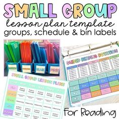 small group lesson plan templates for groups schedule and bin labels