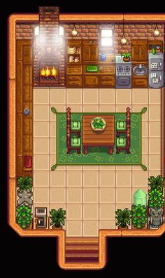 an overhead view of a kitchen and living room in the legend of zeolim