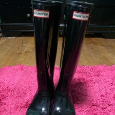 Black Original Hunter Boots Black Hunter Boots, Black Hunter, Hunter Shoes, Women Hunters, Hunter Boots, Shoes Black, Black Shoes, Size 7, Women Shoes