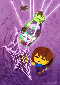 an image of a cartoon character with spider webs in the air above her head