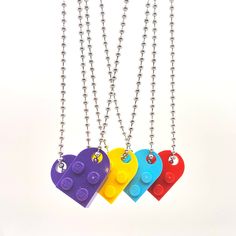 1 Necklace Authentic Lego Teal Sold Out Purple Sold Out Lego Heart, Star Wars Shoes, Christian Cross Necklace, Disney Necklace, Making Bracelets With Beads, Baby Bangles, Heart Necklaces, Sterling Silver Cross Necklace, Kids Accessories Jewelry