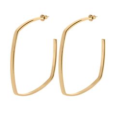 Take your hoops game to the next level with our bold Square Shaped Hoops. Embrace the challenge and stand out from the crowd with these unique and daring hoops. Step out of the ordinary and make a statement with our Square Shaped Hoops. Material: 1/8-inch thick recycled brass square shaped hoop earrings Measurements: 2.625 inches in diameter. Finishes available: 14K Yellow Gold Rhodium (silver) Hoop Games, Shaped Hoop Earrings, Modern Hoop Earrings, Hoops Gold, Accessories Bags Shoes, Classic Earrings, Wide Rings, Gift Accessories, Gold Plated Jewelry