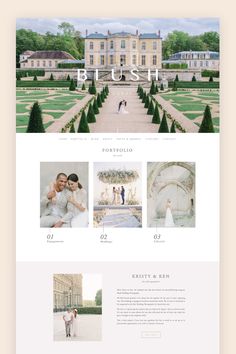 the website design for a wedding venue in france, with photos and text on it