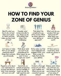 a poster with some words describing how to find your zone of genius