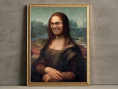 a painting of a smiling man with long hair