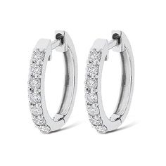 Small Diamond Hoop Earrings – Lindsey Leigh Jewelry Platinum Hoop Earrings With Pave Setting In Diamond White, Diamond White Platinum Hoop Earrings With Pave Setting, Classic Platinum Hoop Earrings With Diamond Accents, White Diamond Huggie Earrings With Pave Setting, Diamond White Timeless Huggie Earrings, Classic Platinum Hoop Earrings With Single Cut Diamonds, Classic Diamond Hoop Earrings With Brilliant Cut, Timeless Diamond White Diamond Earrings, Classic Formal Diamond Huggie Earrings