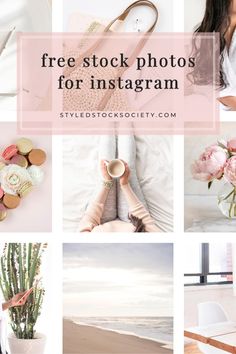 a collage of photos with the words free stock photos for instagram