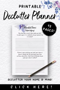 the printable delitter planner is shown with a pencil