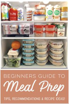 an open refrigerator filled with food and labeled how to meal prep like a champ