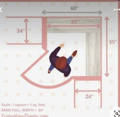 a man is falling off the ceiling in an area that has been drawn out to show how high it is