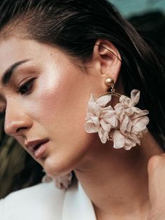 Malva Floral Hoop Earrings – Olive + Piper Olive And Piper, Cool Women, Wedding Earrings Drop, Luxe Jewelry, Bold Jewelry, Versatile Jewelry, Popular Jewelry, Stacked Jewelry, Fashion Dresses Casual