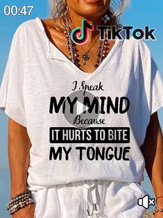 ✓ Womens Funny I Speak My Mind Because It Hurts To Bite My Tongue Casual Letter Short Sleeve T-Shirt lilicloth..!! Short Blonde, Short Blonde Hair, Funny Me, Blonde Hair, Mindfulness, Blonde, Funny, Hair, T Shirt