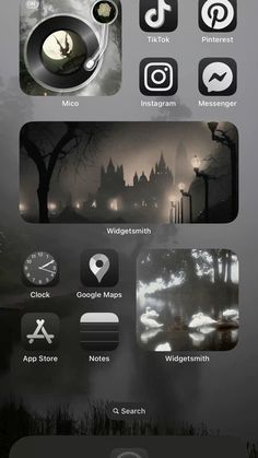 an iphone screen showing the icons for different things in the world, including trees and buildings