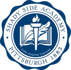 the shady side academy logo with a pen and book on it's front page