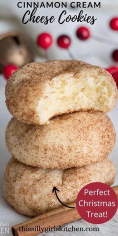 Cinnamon Cream Cheese Cookies are an easy, tender cookie bursting with cinnamon sugar. These cookies make for the perfect Christmas (or anytime!) treat! #cinnamonecreamcheesecookies #perfectchristmastreat #burstingwithcinnamonsugar #thissillygirlskitchen Cookies Cinnamon, Cinnamon Cream Cheese, Christmas Baking Recipes, Cheese Cookies, Cream Cheese Cookies, Cookies Christmas, Christmas Treat, Think Food, Christmas Cooking