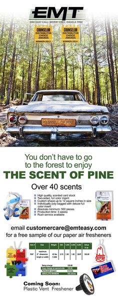 You don't have to go to the #forest to #enjoy the #scent of #Pine... EMT #AirFresheners at www.EMTeasy.com If You Love, The Forest, Click Here, Forest