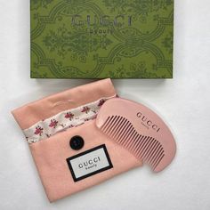 Nib (Sealed In Plastic) Gucci Beauty Vip Gift With Purchase (Gwp) Pink/Peach Comb With Pink Cotton Pouch With Silk Interior. Giftable With Green Floral Gucci Box. Gucci Makeup, Gucci Pouch, Gucci Beauty, Pink Pouch, Comb Set, Gift Makeup, Cotton Pouch, Small Pouch, Small Pouches