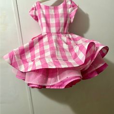 This Is A Beautiful 3t Dress And Bow With Bloomers 100%Cotton I Made. We Only Got The Wear It For Photos. I Just Hate For It To Sit In A Box. It Has Three Layers Skirt Top Layer Is Simple, Middle Is Tired With Glitter Tulle And Third Is Tired. The Back Buttons Up With Pearl Buttons. The Sleeve Are Origami With Flower Accent. The Pattern Is From Little Lizard King And All Fabric Came From Different Etsy Shops. I Hand Made The Bow As Well To Go With The Dress And Bloomers And Plain Pink. It’s Coming From Smoke Free Pet Free Home. Layers Skirt, Lizard King, Layered Skirt, Barbie Dress, Pearl Buttons, Dress With Bow, Skirt Top, Kids' Dresses, In A Box